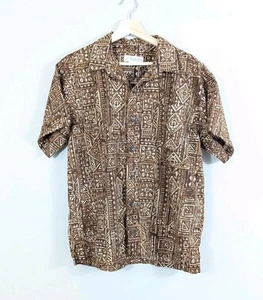 Camisa Tiki Marrón Vintage Estilo Polinesio Hawaiano Cuello Camisa Para Hombres Talla M - Imagen 1 de 5