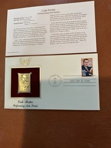 1991 Cole Porter Performing Arts Series 22k Gold Stamp 1st Day Issue Make Offer - Picture 1 of 6