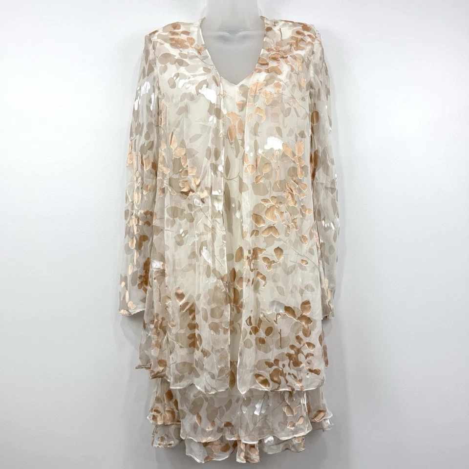 Jones New York Silk Dress Women's 10P Burnout Fairy Ethereal Layered Event - Image 1 of 4