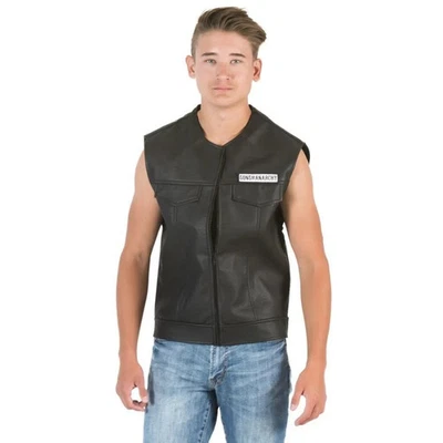 VTG SOA Sons of Anarchy Highway Biker Vest Mens L Preowned Leather Jacket Skull - Image 1 of 4