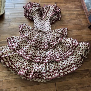 Vtg Authentic Traditional Spanish Flamenco Dress Women's Size 40 (US 8) - Picture 1 of 24