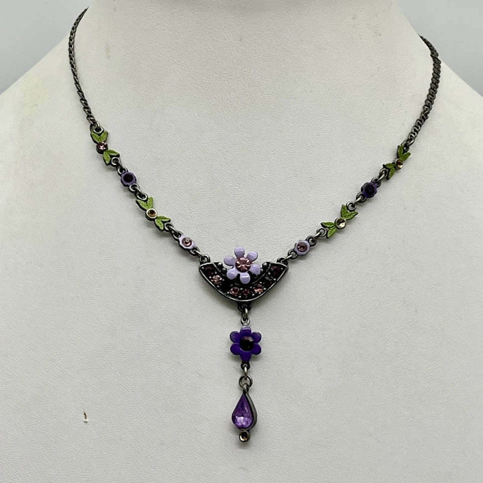 Collar Floral Victoriano Renacimiento Y Gota Púrpura Delicado Fairycore 16" Foto 1 de 4