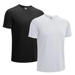 2 piezas Camisetas de secado rápido para hombre Cuello redondo Camiseta lisa Secado rápido Fresco Exterior Playa - Imagen 1 de 11
