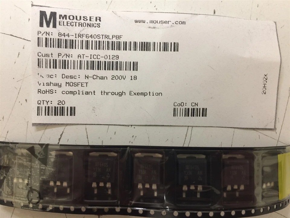 IRF640STRLPBF ИК ТРАНС MOSFET N-CH 200V 18A TO263 ROHS 4 ШТУКИ - Изображение 1 из 1