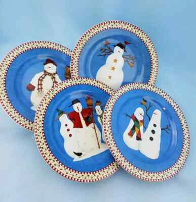 Platos de ensalada/postre de muñeco de nieve de Navidad Debbie Mumm Foto 1 de 4