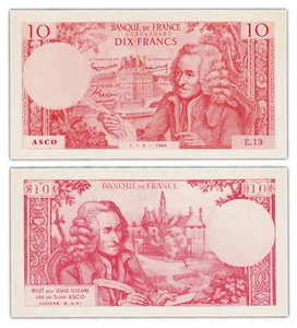 Billet Scolaire ASCO - 10 FRANCS 1964 FRANCE - Voltaire - Picture 1 of 2