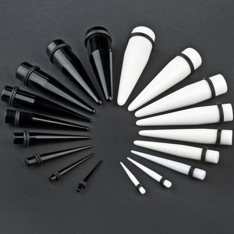 1,6 -35mm Stretching Rod Expander XXL Black White Ear Taper Plug Set Big EX1 - Image 1 of 1