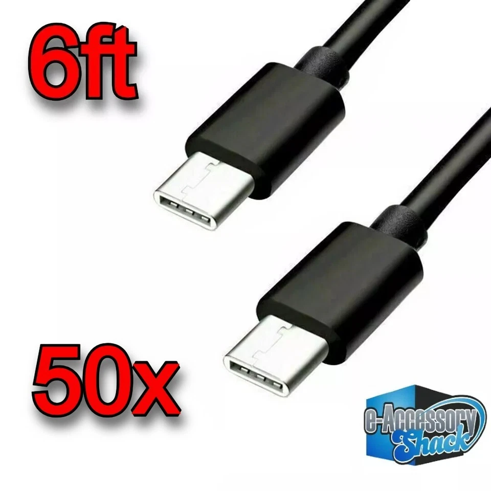 50x 6ft Fast Charge USB-C to USB-C Cables Charger Type Charging Cords Wholesale - Image 1 of 1