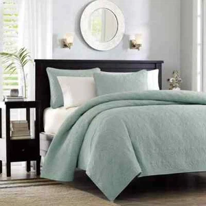 MADISON PARK 3 PIECES FULL/QUEEN COVERLET SET COLOR SEAFOAM NEW - Picture 1 of 6