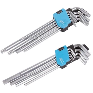 9pc Extra Long Reach Torque Torx Hex Allen Key Set Star Chrome Vanadium - Picture 1 of 7