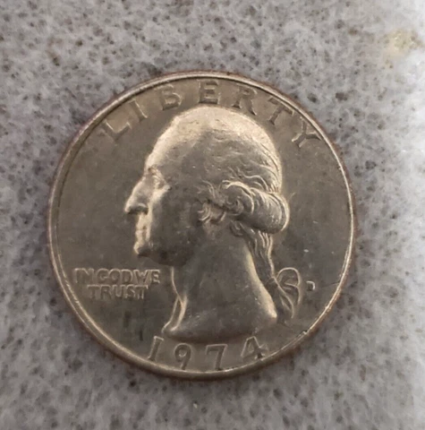 1974 D Washington Quarter w/Filled in Mint Mark Error on Obverse Circulated Cover
