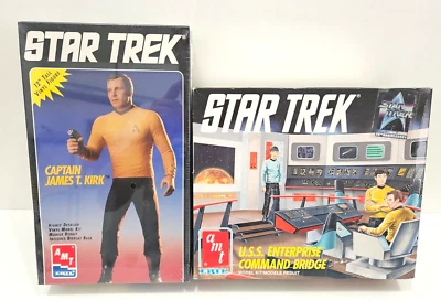 2X LOT AMT STAR TREK 12" CAPTAIN JAMES T KIRK FIGURE + ENTERPRISE COMMAND BRIDGE - Image 1 of 3