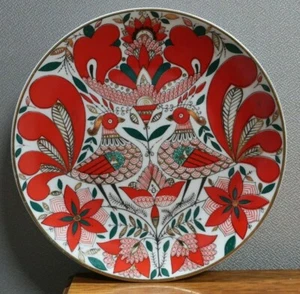 VINTAGE Russian Imperial Lomonosov Porcelain 'Red Rooster' Decorative Plate - Picture 1 of 10