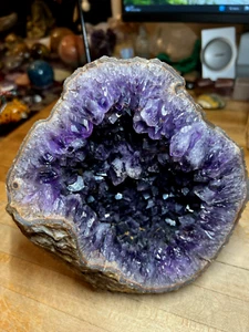 Amethyst Crystal Gemstone Cut Away Egg Shaped Natural Finish Geode Specimen 696 - Picture 1 of 12