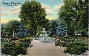 1940s AL Postcard Scene in Wilson Park Fountain Florence Alabama Scenic Unposted - Picture 1 of 2