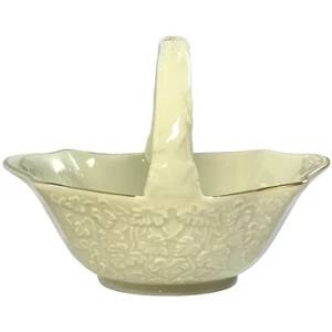 Vtg Crown Classic Whitehall Basket Porcelain China White Gold Trim Trinket Candy - Picture 1 of 10