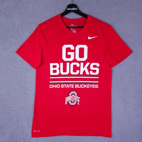 Ohio State Buckeyes Mens Shirt Medium Red Go Bucks Dri Fit Athletic Cut Nike Tee Cover