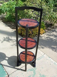 Vintage solid wood 3-tire folding stand/shelf (#EV1591) - Picture 1 of 7