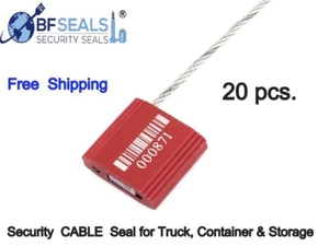 Sello de bloqueo de seguridad CABLE con 2,4 mm-12" 20 piezas. Numerado / Código de barras, ROJO - Imagen 1 de 11