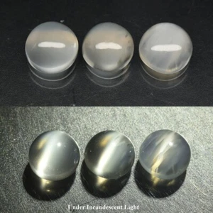 2.96ct 3pcs Lot Round Cabochon White Cat's Eye Moonstone - Natural India Gems - Picture 1 of 6
