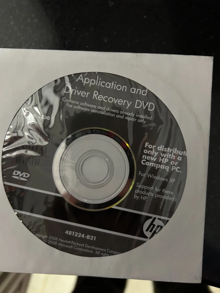 HP Compaq Application and Driver Recovery DVD 481224-b21 Series 2530 Win xp - Image 1 of 1