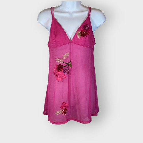 UNDERCOVER Victoria's Secret orsacchiotto donna abito slip XS S rosa rete paillettes