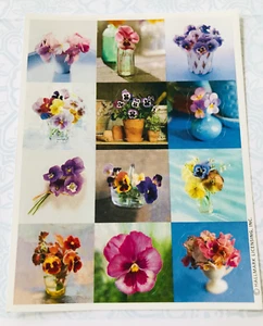 VTG Hallmark Stickers Floral Bouquets Garden Pansy - Picture 1 of 2