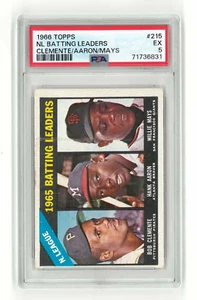 1966 Topps #215 Bob Clemente Hank Aaron Willie Mays - PSA 5 - NL Batting Leaders - Bild 1 von 2