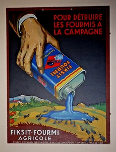 Vintage French Advertising Card/Poster - 16 x 12 - FIKSIT FOURMI (ant poison) - Picture 1 of 3