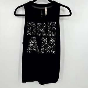 Free People Movement Tank Top Womens Small P Black Dream Print Cutout Split Back - Picture 1 of 9