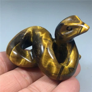 2 Zoll natürlicher Tigerauge Stein Schlange geschnitzt Quarz Kristall Schädel Heilung 1 Stck. - Bild 1 von 12