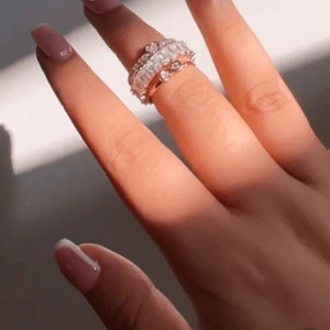 18k Gold filled CZ Juniper” Heart Satellite Encrusted Dainty Stackable ring - Picture 1 of 3