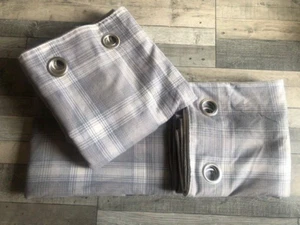 Next Grey Cosy Check Woven SUPER THERMAL Lined Curtains 89x90" (228x229 CM) HUGE - Picture 1 of 8