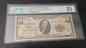 $10 1929 FRBN Richmond Fr.1860- E* PMG 25 - Picture 1 of 2