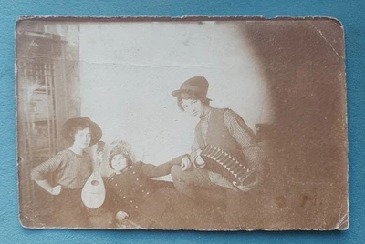 Photo Russian Empire women dressed as men military musical instruments Kiev 1914 - Image 1 of 3