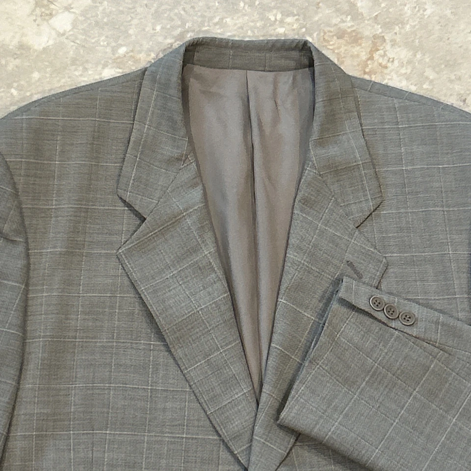 Mani By Giorgio Armani Blazer Mens 42L Grey Plaid Virgin Wool Sports Coat Jacket - Image 1 of 4