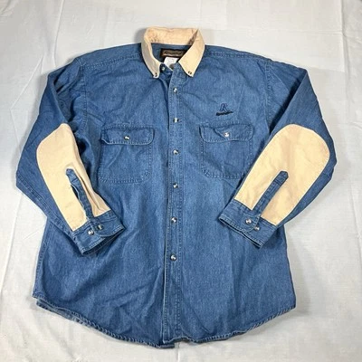 Camisa vaquera Remington vintage azul con botones parches de tiro XL Foto 1 de 4