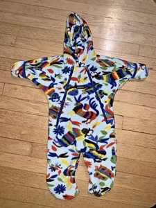 Patagonia Pile Bunting Pezzo Unico Salto Bambino Neonato 3 Mesi Blu Animali - Foto 1 di 6