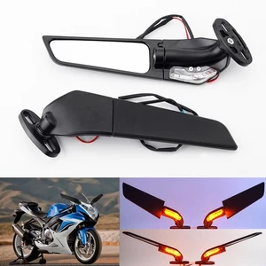 For Suzuki GSXR600 GSXR750 GSXR1000 GSX1000R Rear View Mirrors W/LED Turn Signal - Picture 1 of 12