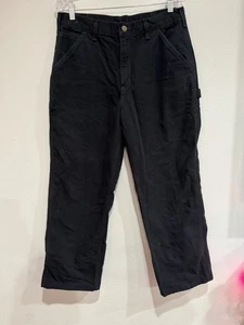 Pantalones de mezclilla de trabajo Carharrt para hombre talla 31x27 (sin etiquetas) de lona negros calce peto - Imagen 1 de 8