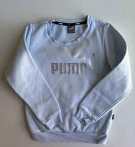 PUMA kids size 7-8 years light blue pullover logo jumper, VGUC - Picture 1 of 3