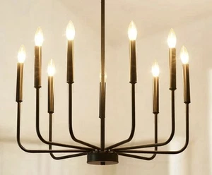 HHR Black Chandelier – Elegant Modern Ceiling Light Fixture – Vintage Style - Picture 1 of 2