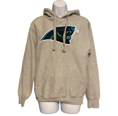 Carolina Panthers Hoodie Sweatshirt Gray Cotton Embroidered Patch Sz Small EUC - Image 1 of 4