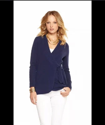 Suéter envolvente Lilly Pulitzer Cashmere Elizabeth, azul marino, pequeño, nuevo con etiquetas Foto 1 de 4