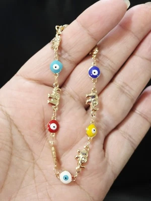 Pulseras Mal de Ojo, Pulsera de Protección Chapada en Oro 14K, Azul, Rojo, Multi-Bebé Foto 1 de 4