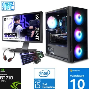 Gaming PC 22'' Bundle i5 16GB RAM 120GB SSD + 500GB HDD 2GB GT 710 Windows 10 - Picture 1 of 4