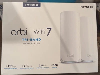 NETGEAR Orbi 770 Series Tri-band WiFi 7 Mesh Network System (RBE772)  TWIN PACK - Image 1 of 4