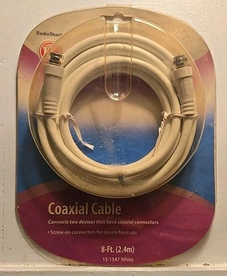 Radio Shack 8-FT (2.43M) Coax AV Cable TV Telephone Internet Data Video  Antenna - Image 1 of 3