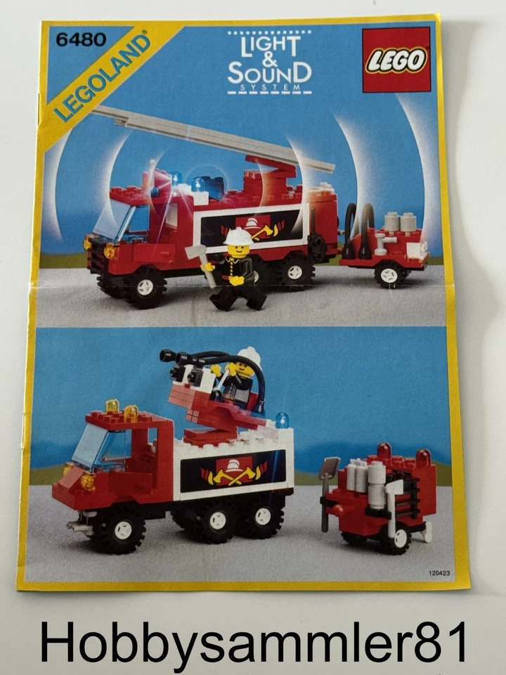 Lego 6480 Legoland Town Bauanleitung Feuerwehrwagen Light & Sound 9V - Bild 1 von 1