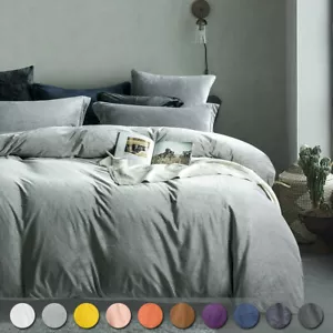 Velvet Duvet Cover Set Ultra Soft Warm Fabric Various Colors Available - Picture 1 of 54